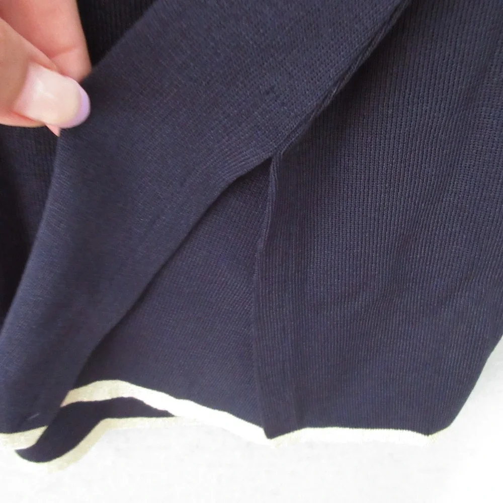 Exclusively Misook Sweater Large Blue Metallic‎ Gold Career Church Timeless